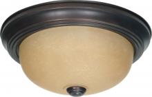 Nuvo 60/3105 - 2-Light Small Flush Mount Ceiling Light in Mahogany Bronze Finish with Champagne Linen Glass and (2)