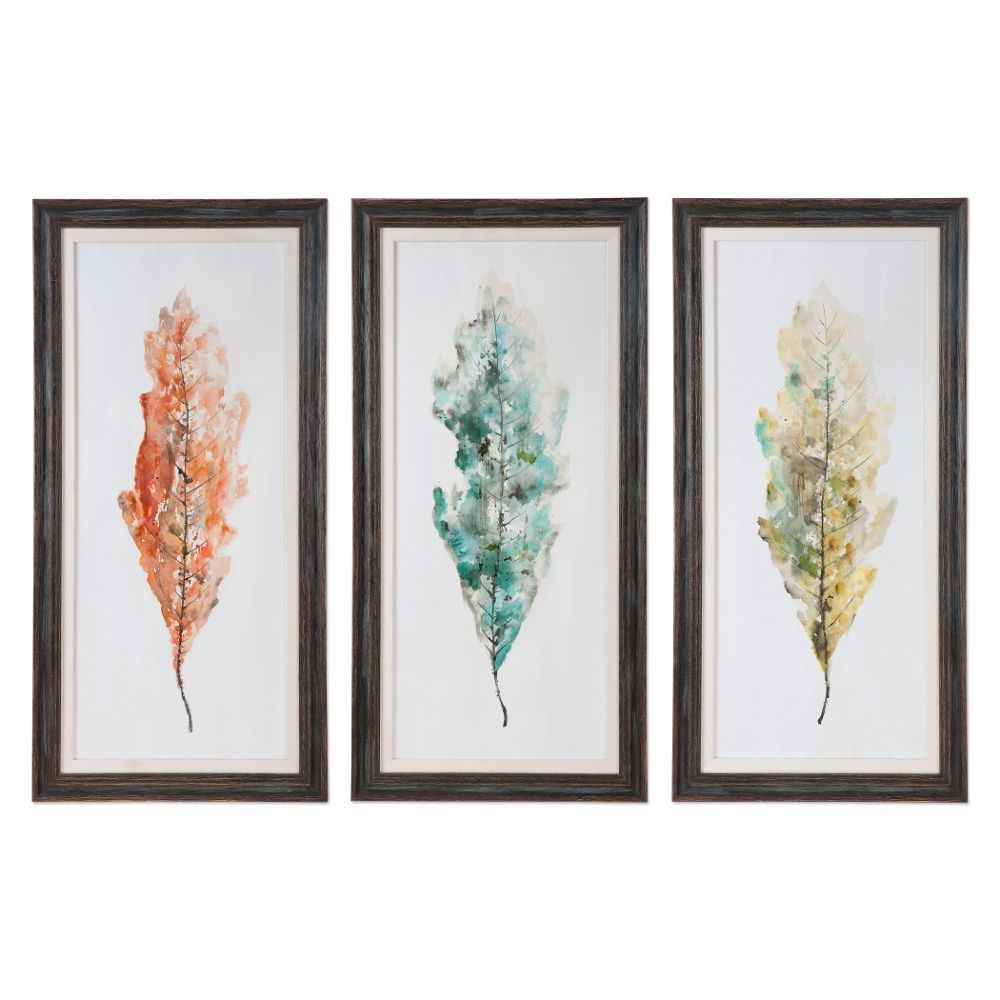 Uttermost Tricolor Leaves Abstract Art, S/3
