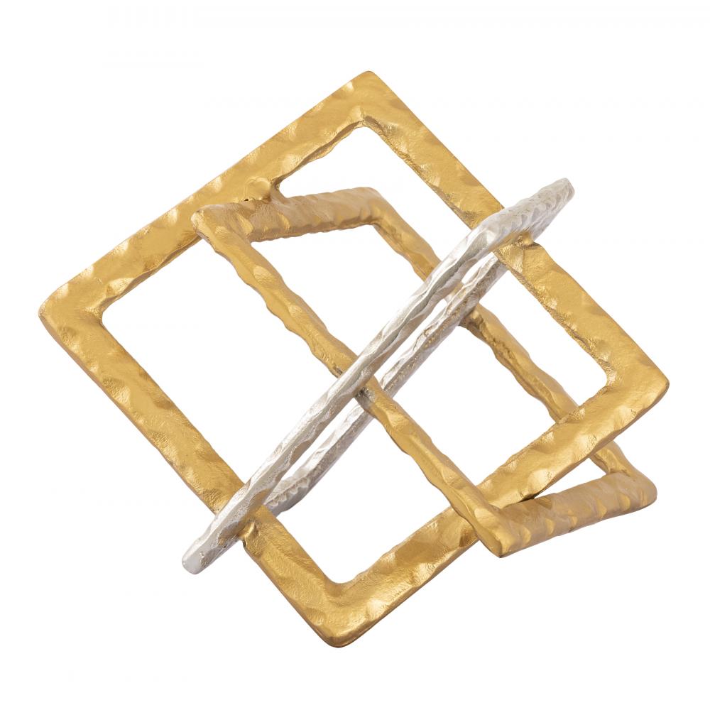 Abstract Interlocking Sculpture - Brass and Nickel (2 pack)